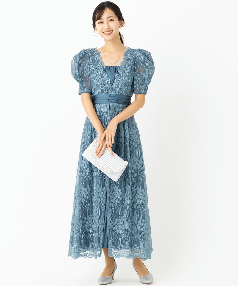 LilyBrown リリーブラウン レイヤードシャイニーグラスドレス ブルー系
