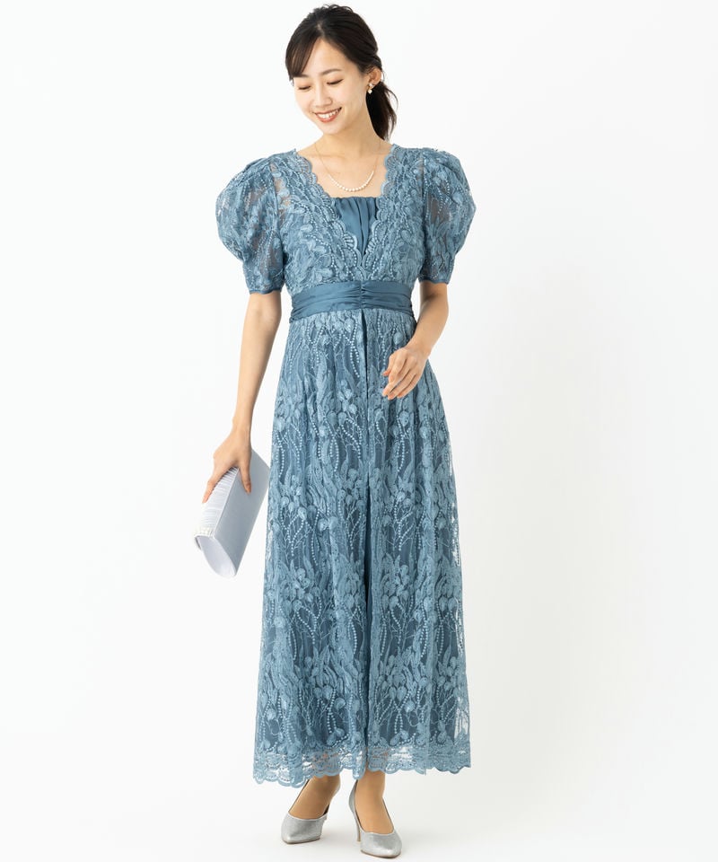 LilyBrown リリーブラウン レイヤードシャイニーグラスドレス ブルー系