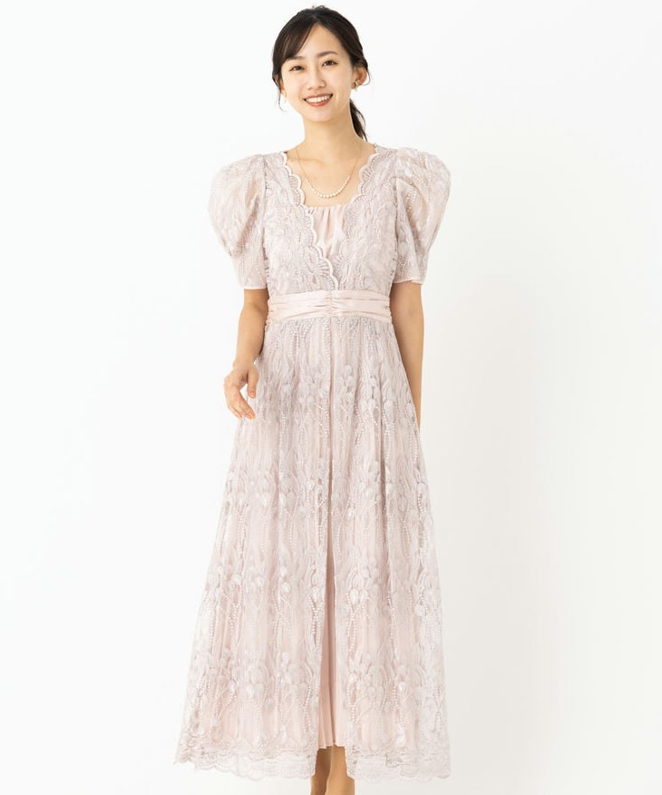 LilyBrown リリーブラウン レイヤードシャイニーグラスドレス ピンク系