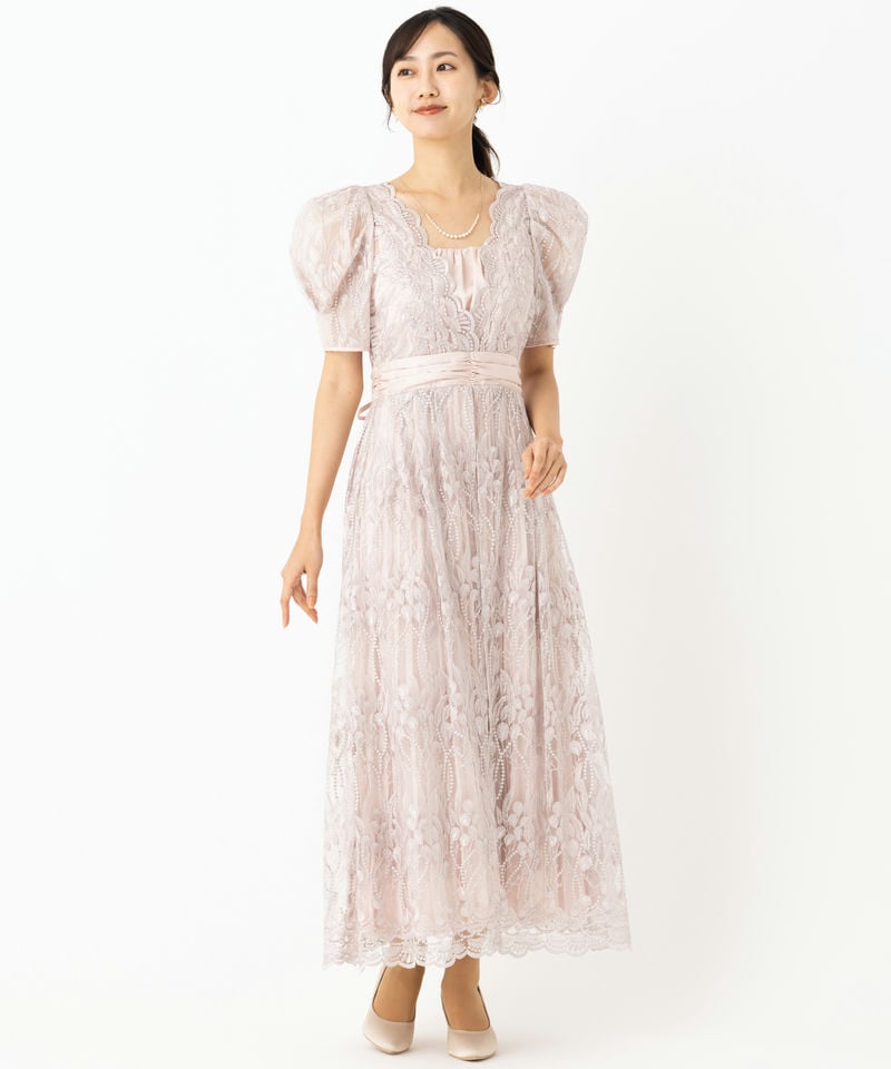 LilyBrown リリーブラウン レイヤードシャイニーグラスドレス ピンク系