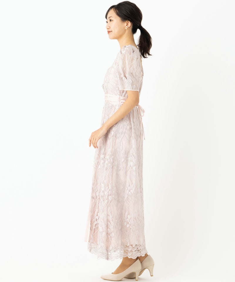 LilyBrown リリーブラウン レイヤードシャイニーグラスドレス ピンク系