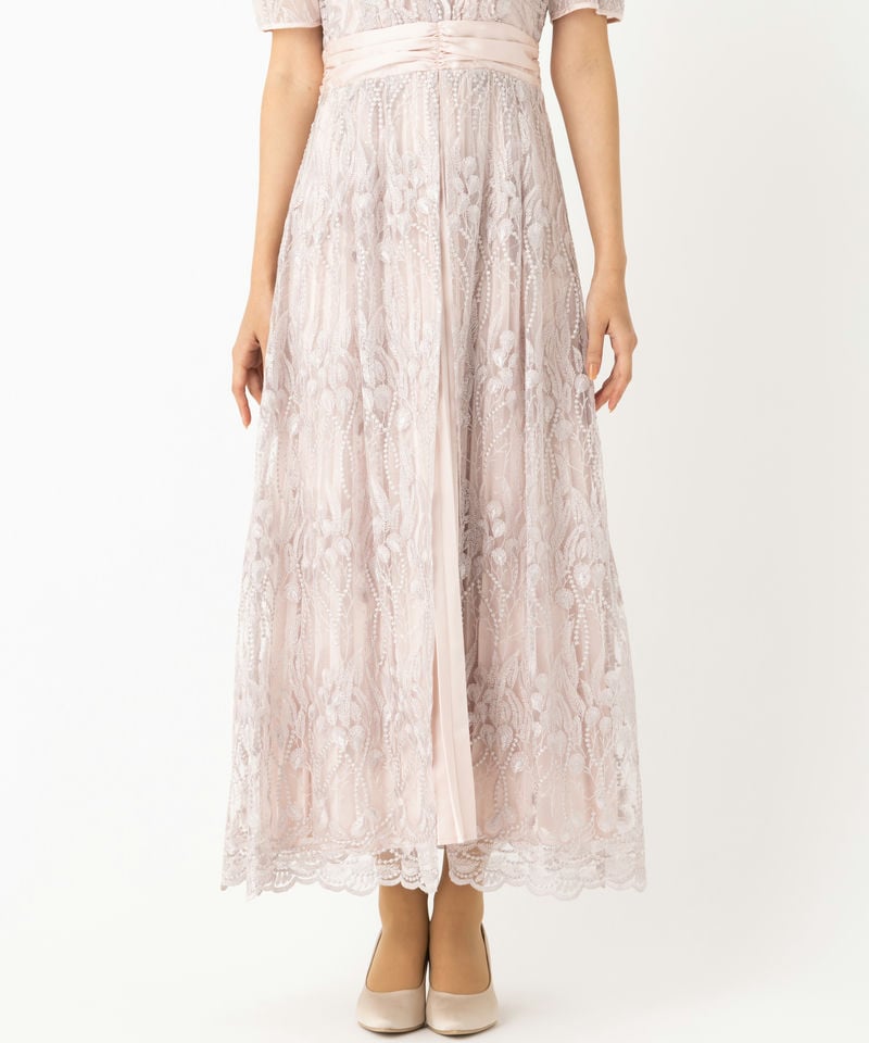 LilyBrown リリーブラウン レイヤードシャイニーグラスドレス ピンク系