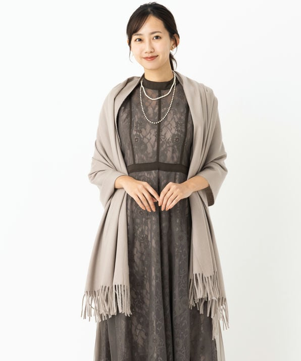 LOUIS VUITTON シルク混ショール・モノグラム ルレックス ゴールド系