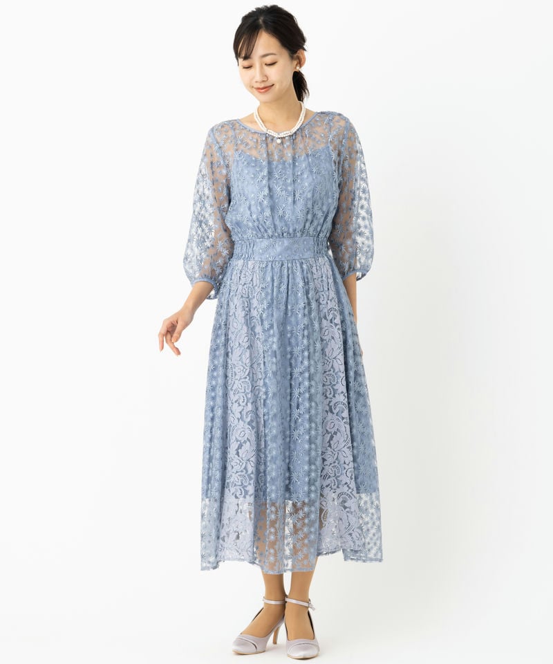 JILL STUART ジルスチュアート チュールエンブロイダリードレス ブルー