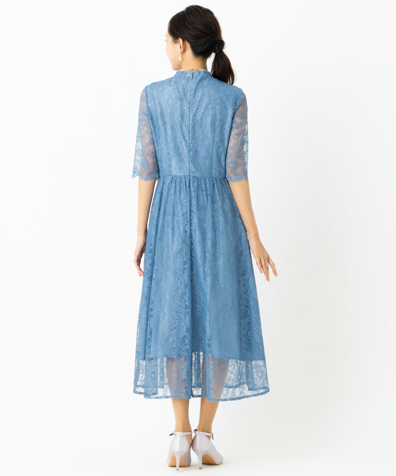 Aimer エメ ラッセルレース7分袖ロングドレス ブルー系 | 結婚式
