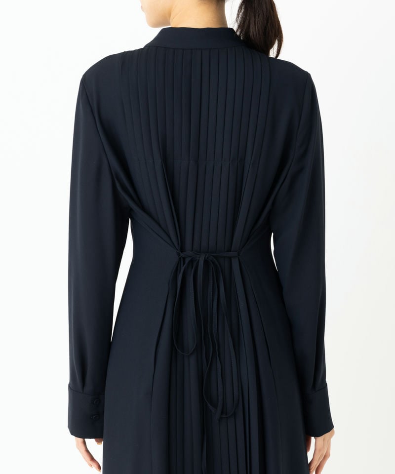 CELFORD セルフォード ボウタイAラインプリーツワンピース ネイビー系