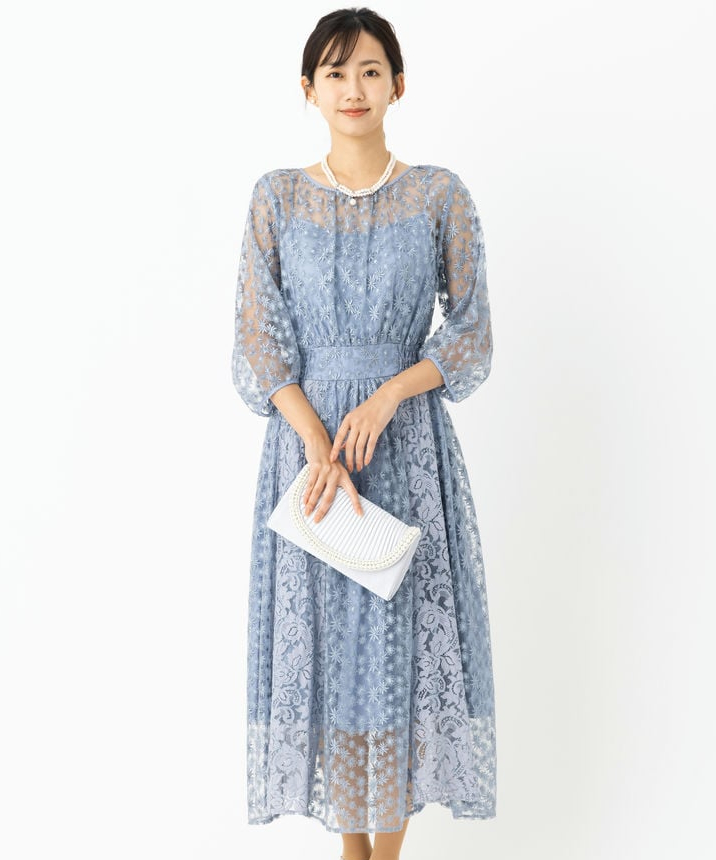 SNIDEL スナイデル ボリュームフレアレースドッキングドレス その他 x