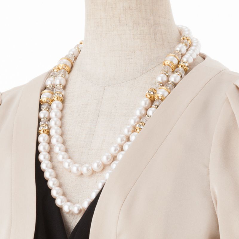 Harrods ハロッズ パールラインストーンロングネックレス その他 x 