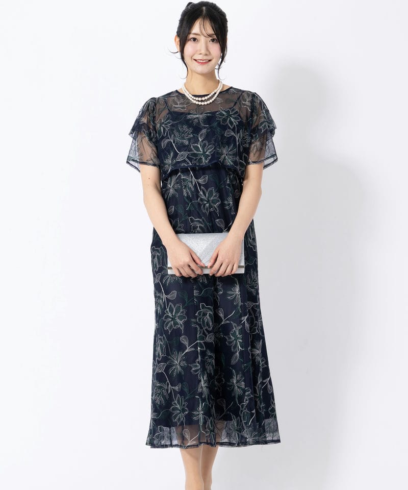 ANDRESD アンドレスド【ドレス2点SET】タックスリーブエンブロイダリー