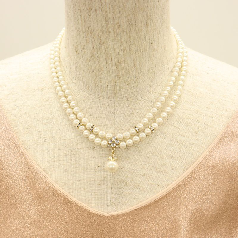 GENETVIVIEN ジュネビビアン ワンポイントパール2連ネックレス その他