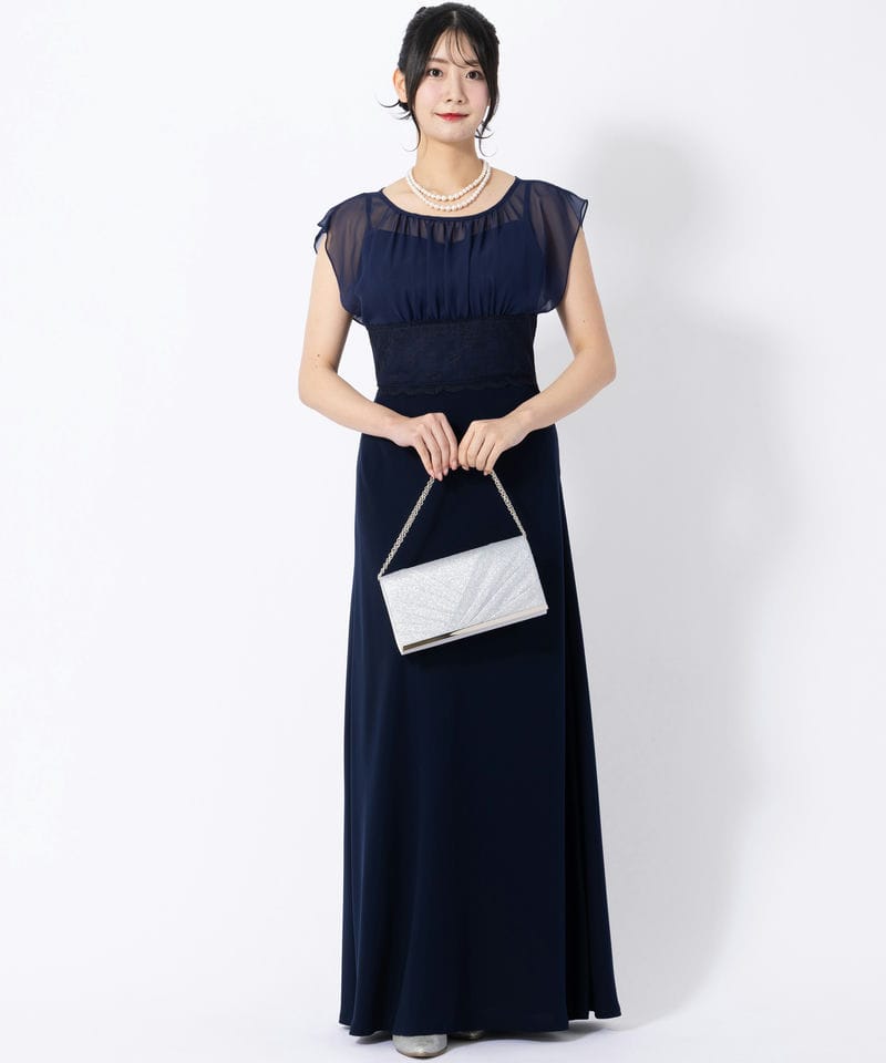 PREFERENCE プリファレンス ウエストレース シフォン切替ネイビー