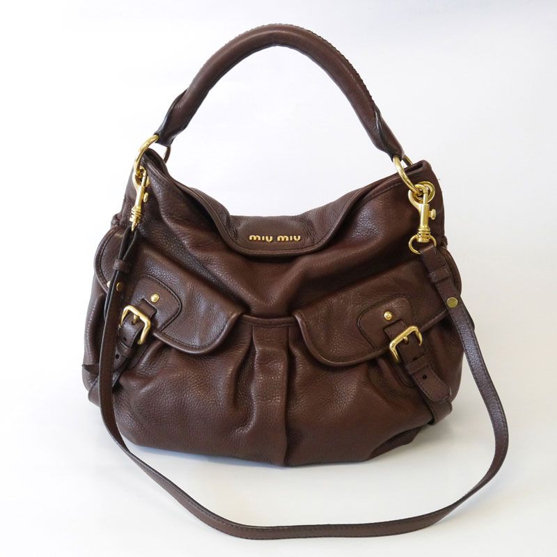 MIU MIU ブラウン ショルダーバッグ MIU MIU（ミュウミュウ） 90sアーカイブ レザー ショルダーバッグ