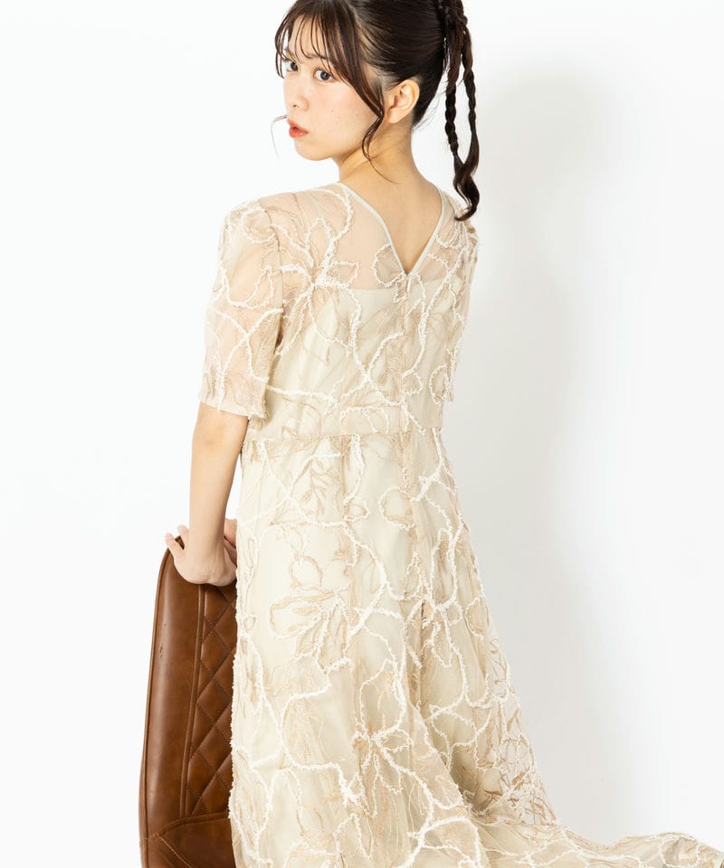 kaene カエン エンブロイダリーモールレースドレス ベージュ系 | 結婚