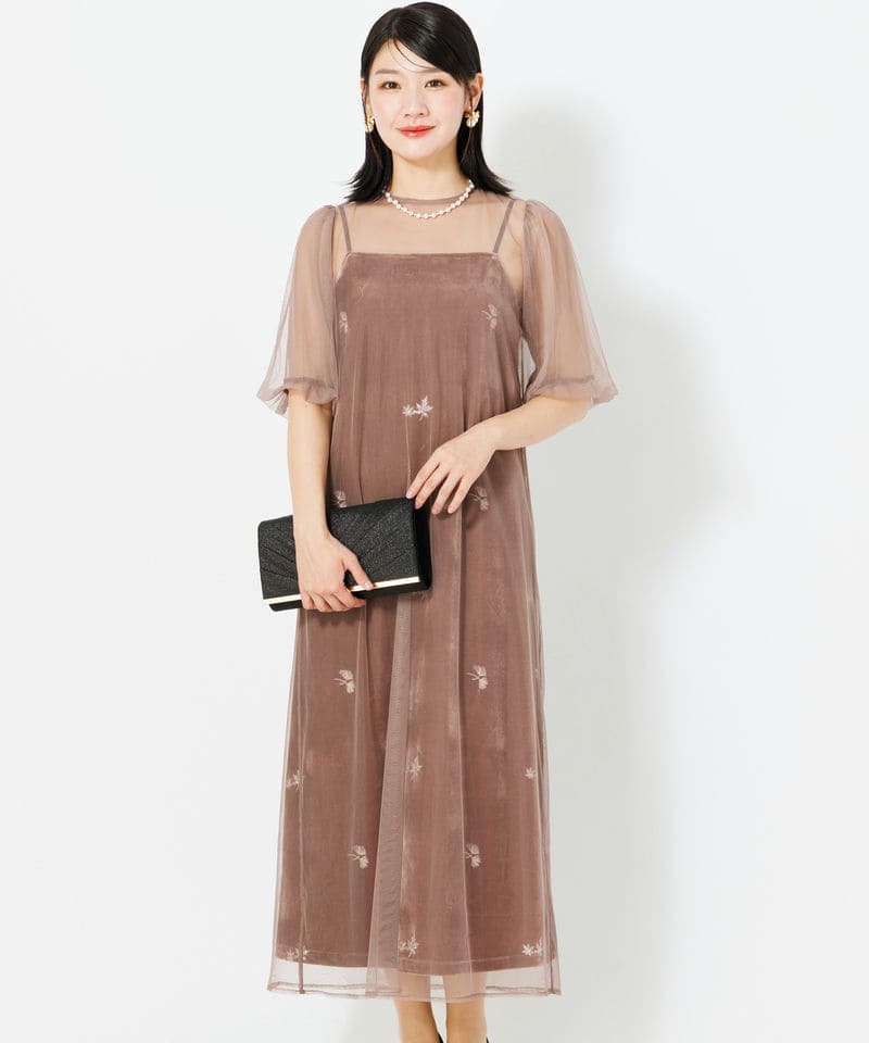kaene カエン フロッキーベロア2wayドレス ブラウン系 | 結婚式