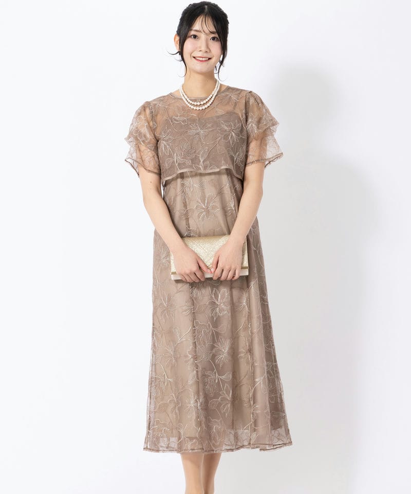 ANDRESD アンドレスド【ドレス2点SET】タックスリーブエンブロイダリー