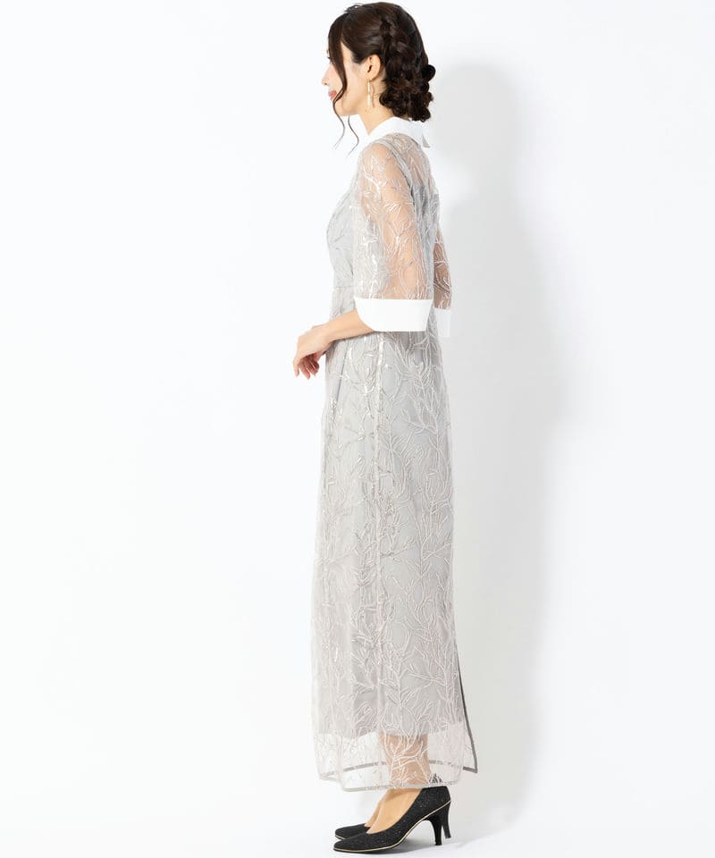 Leja レジャ シアースパンコールビジューカラーIラインドレス グレー系
