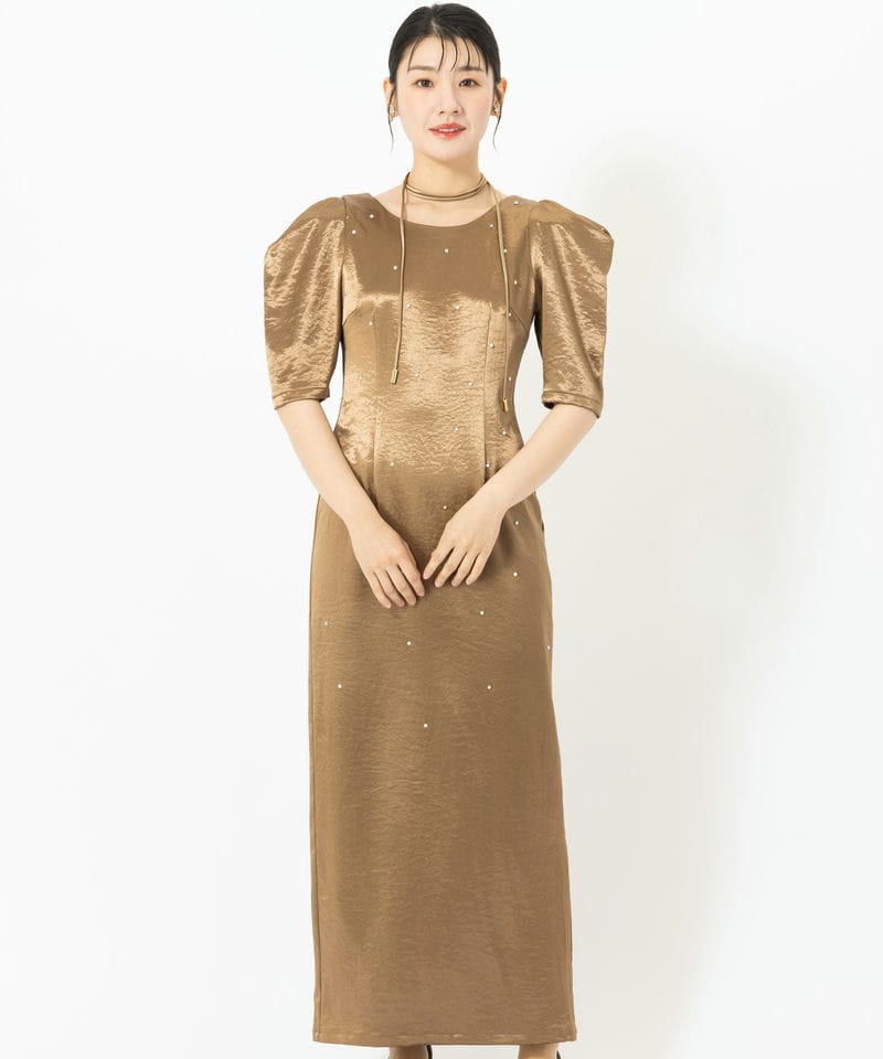 ANDRESD パールグローサテンドレス ブロンズ 結婚式 ANDRESD アンドレスド パールグローサテンドレス ブラウン系 | 結婚式