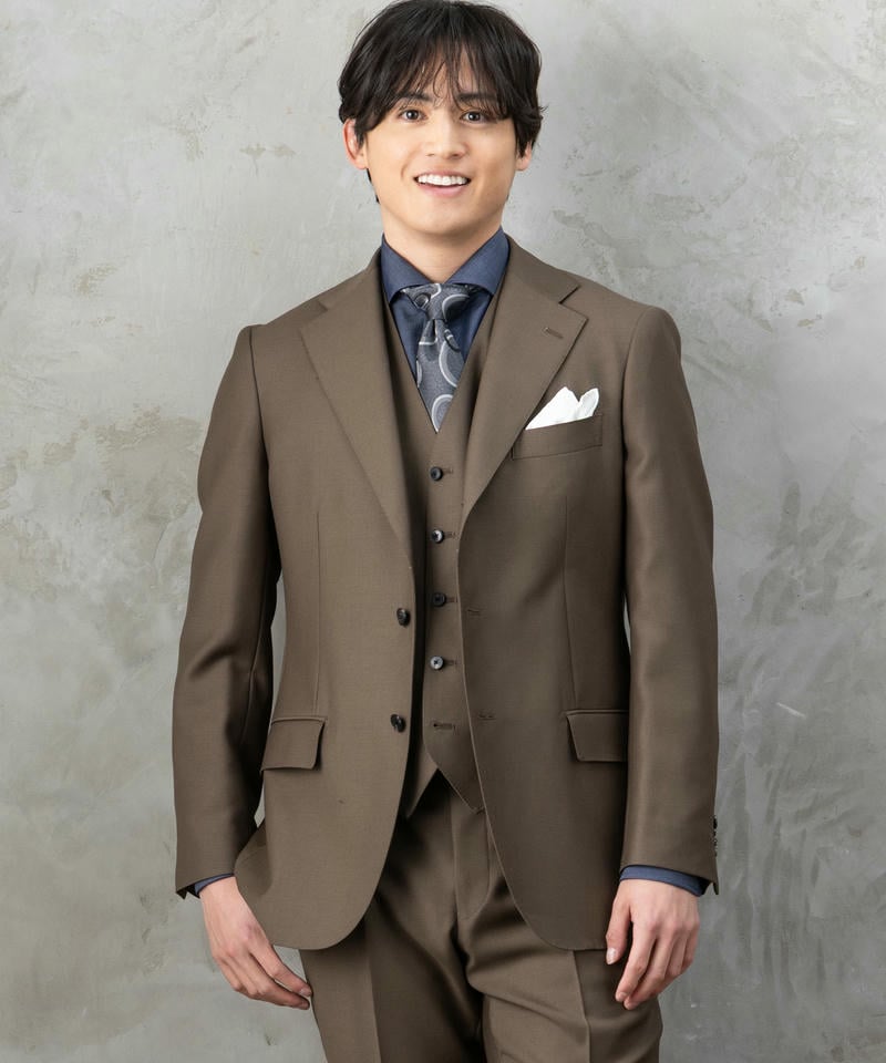 3ピース⭐︎ORIHICAセットアップスーツ ブラウン WASHABLE Lサイズ ORIHICA オリヒカ ウールブレンド・ブラウンフォーマルスリーピース