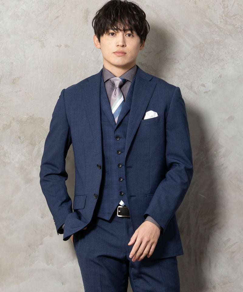 P.S.FA 衿付きセパレートベストスリーピーススーツ ネイビー系 | 結婚