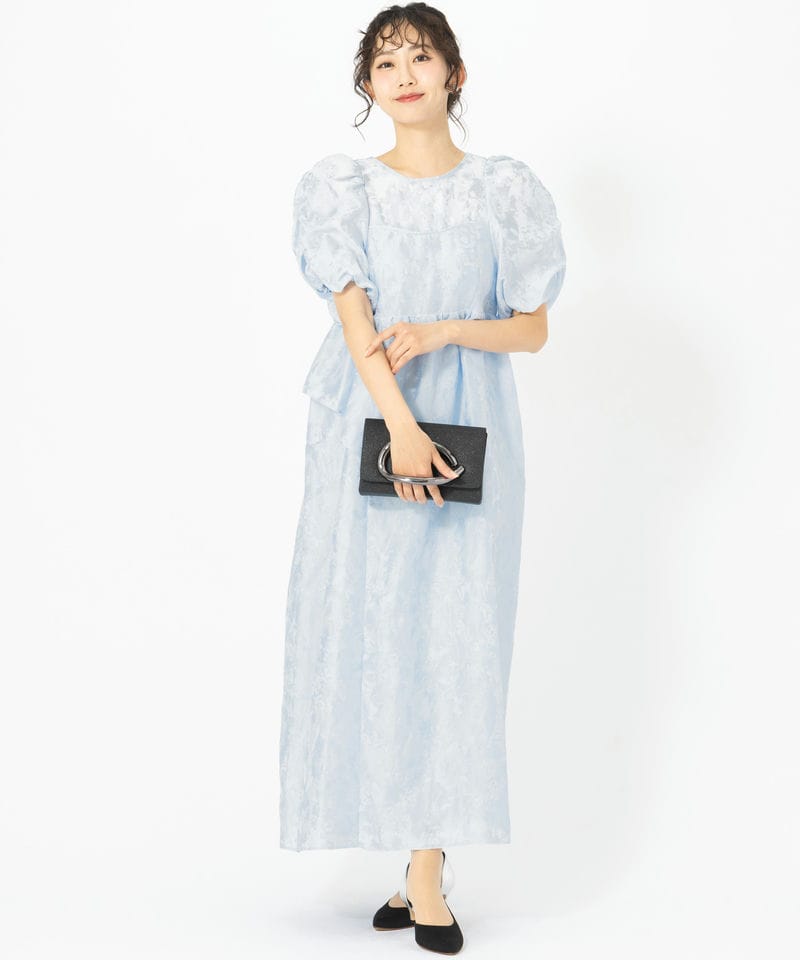 【美品】クリーニング済 ANDRESD バブルスリーブジャカードロングドレス ANDRESD アンドレスド バブルスリーブジャガードロングドレス その他 x