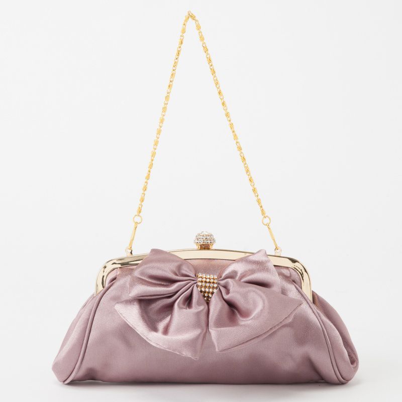 After All アフターオール サテンリボンクラッチバッグ ピンク系