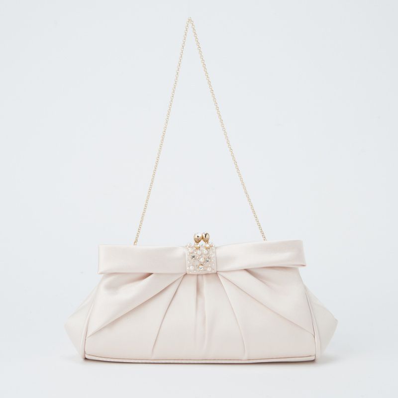 Aimer エメ サテンリボンパーティーバッグ ベージュ系 | 結婚式