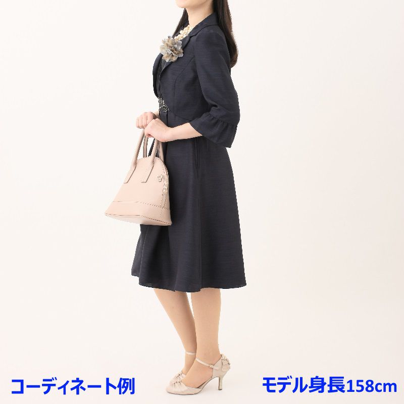 シビラ　シャンタン ドレス・ジャケット セット She's シーズ シャンタンジャケット ネイビー系 | 結婚式パーティーの
