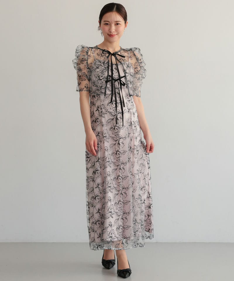ベージュ レースドレスとボレロセット Select Shop シアーレースボレロセットアップドレス ベージュ系 | 結婚