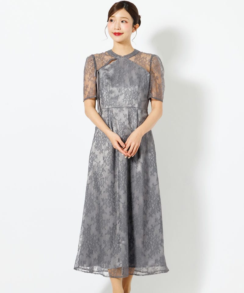 kaene カエン マオカラーレースドレス グレー系 | 結婚式パーティーの