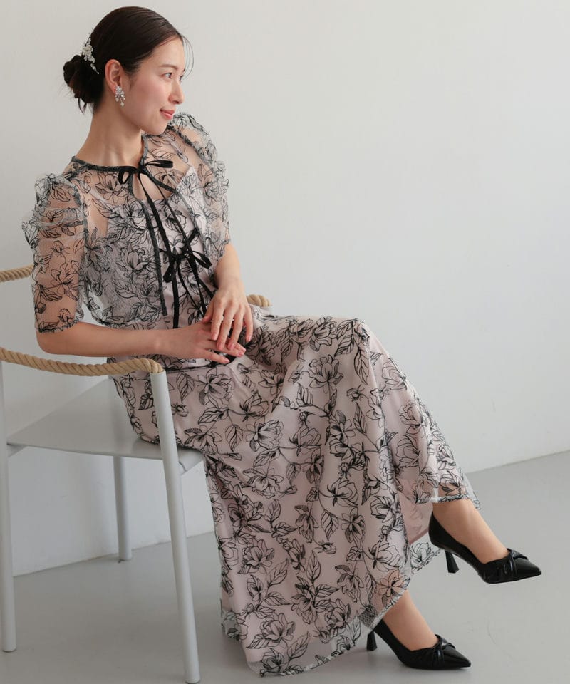 Select Shop シアーレースボレロセットアップドレス ベージュ系 | 結婚