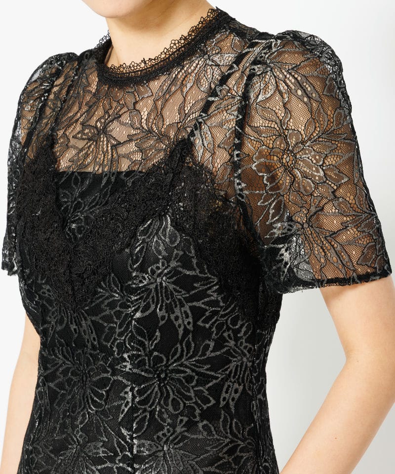 SNIDEL 【ドレス2点セット】シャイニーレースドレス ブラック系 | 結婚