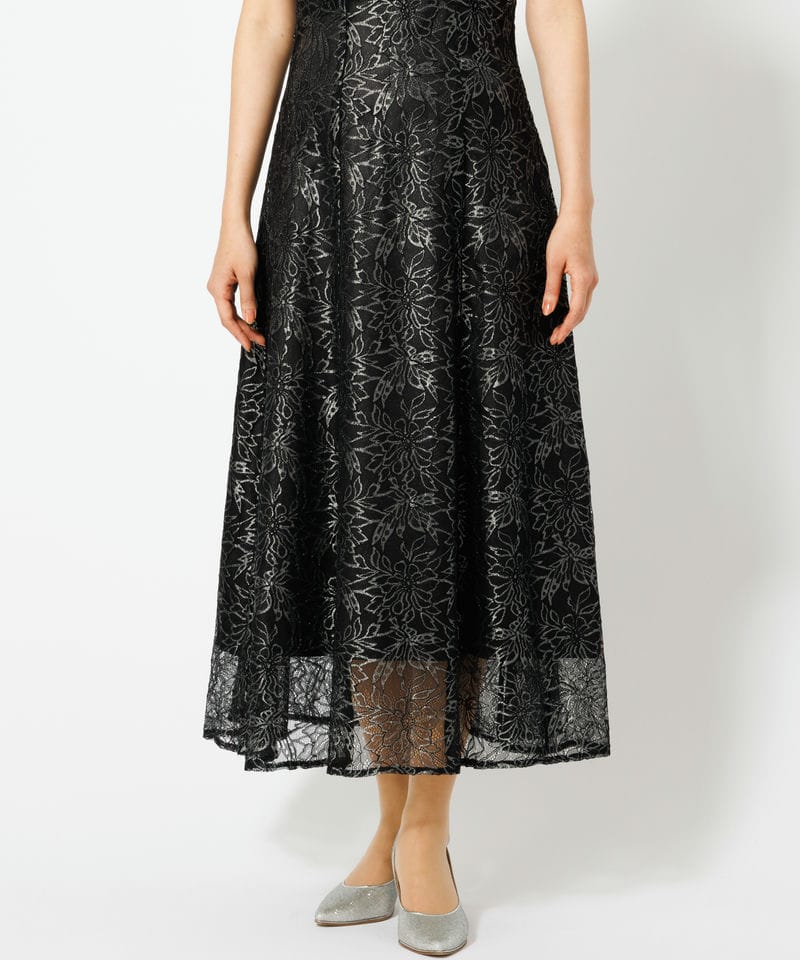 SNIDEL 【ドレス2点セット】シャイニーレースドレス ブラック系 | 結婚
