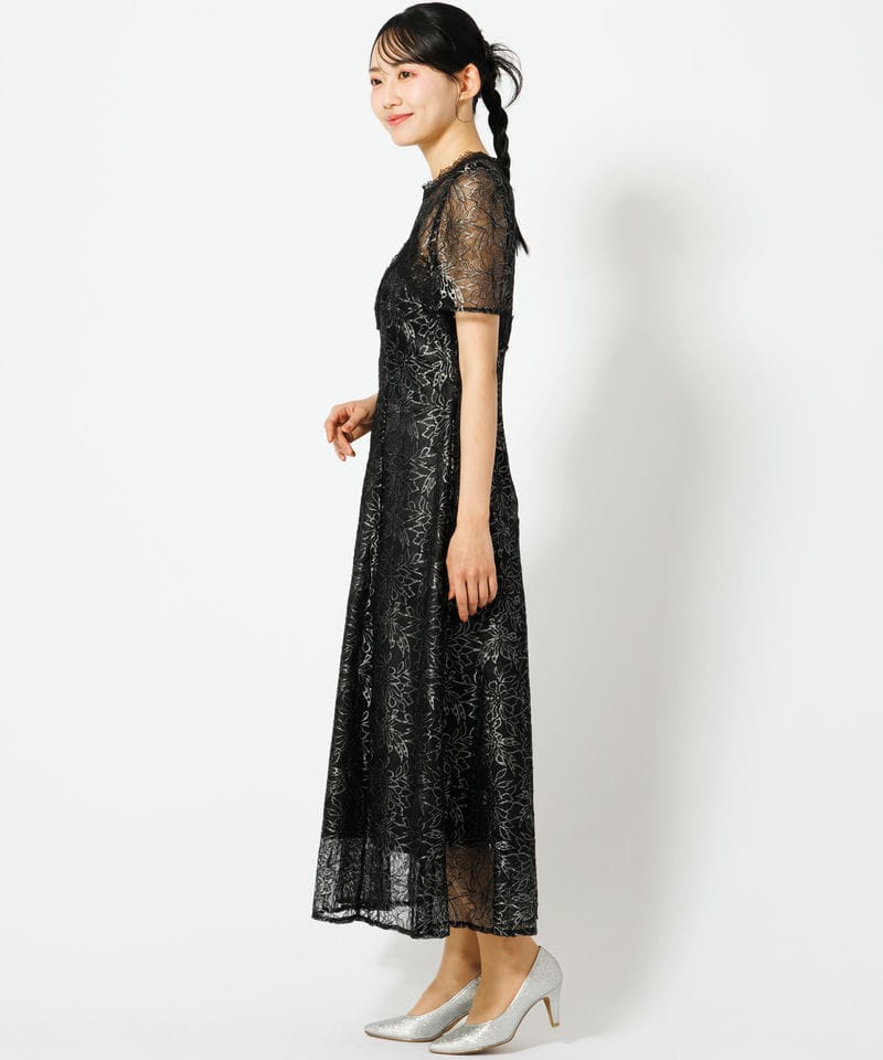 SNIDEL 【ドレス2点セット】シャイニーレースドレス ブラック系 | 結婚