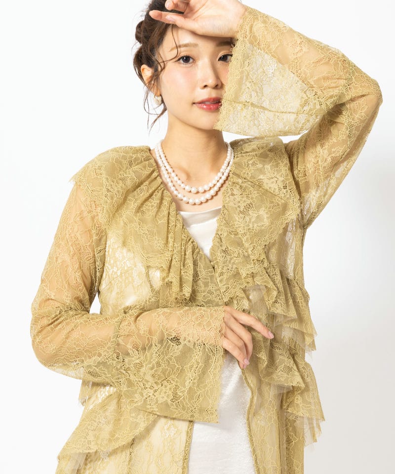 ANDRESD アンドレスド ラッフルレースガウンレイヤードドレス イエロー