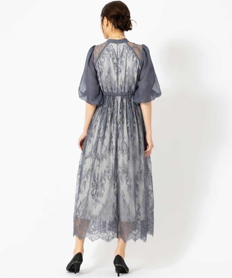 Select Shop 総レースハイネックバルーンスリーブドレス その他 x