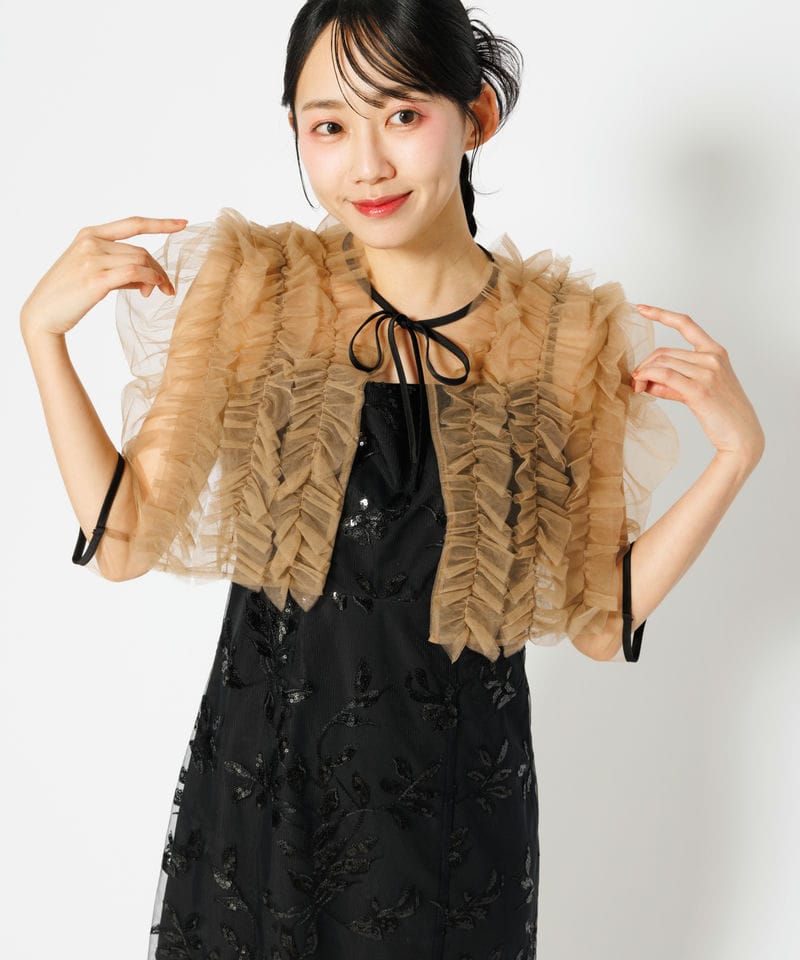 Leja レジャ チュールフリルボレロフラワースパンコールIラインドレス