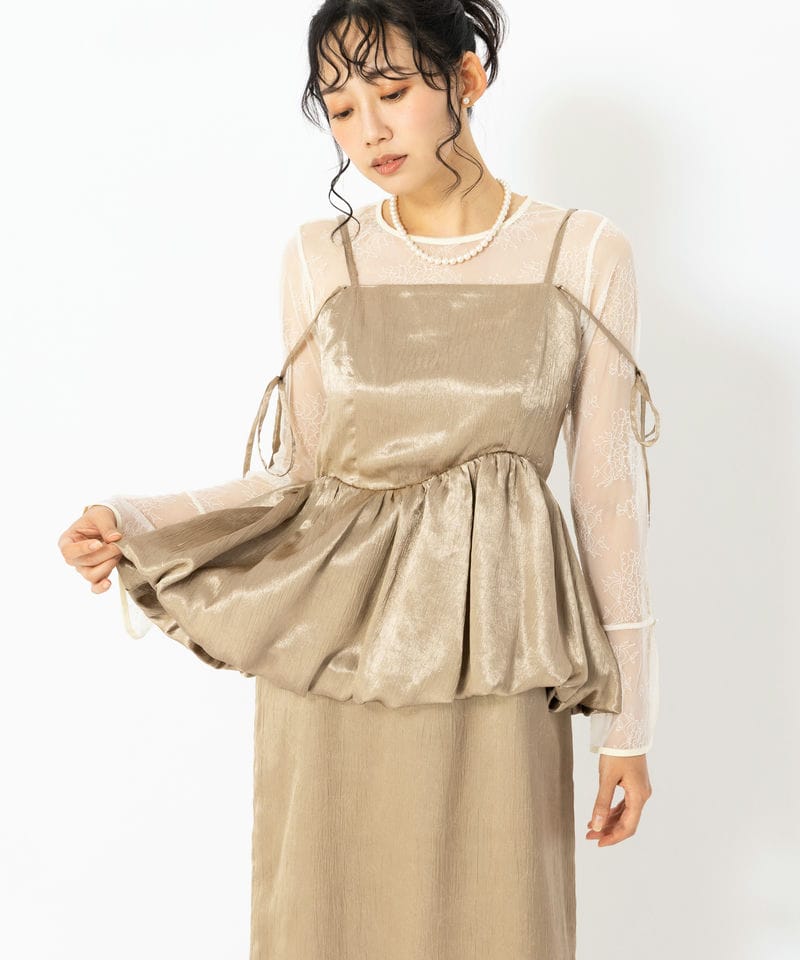 FRAY I.D フレイアイディー デコルテチュールベロアオフショルドレス
