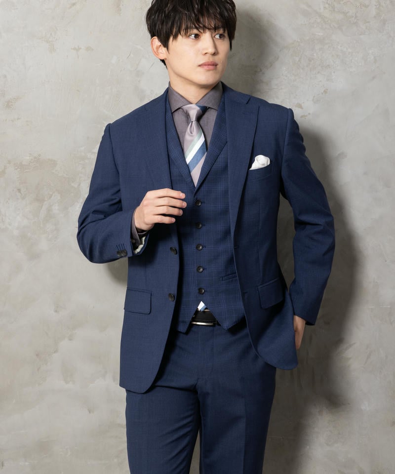 P.S.FA 衿付きセパレートベストスリーピーススーツ ネイビー系 | 結婚