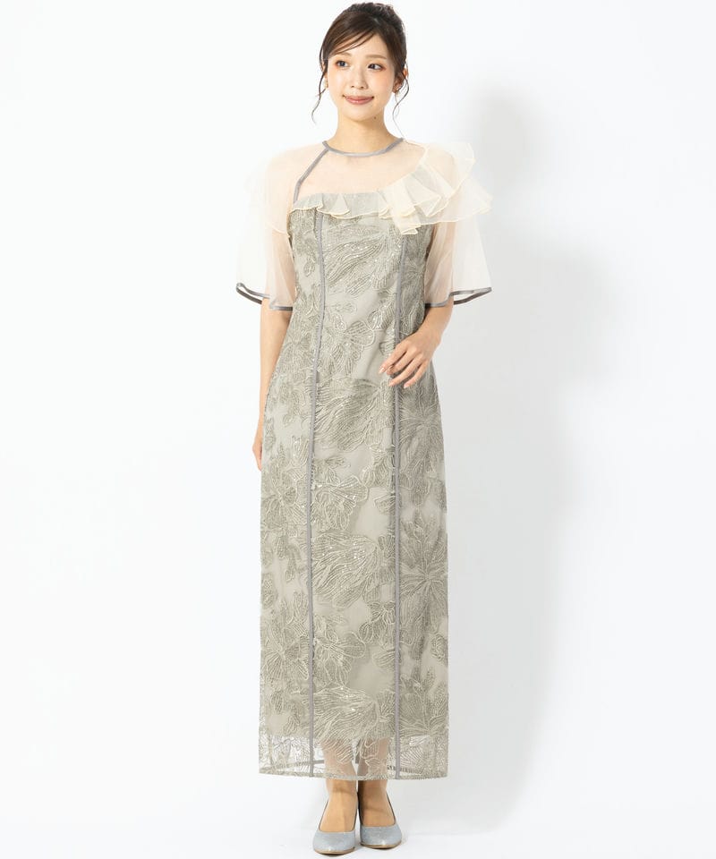 Leja レジャ ラッフルシアーパイピングIラインドレス グリーン系