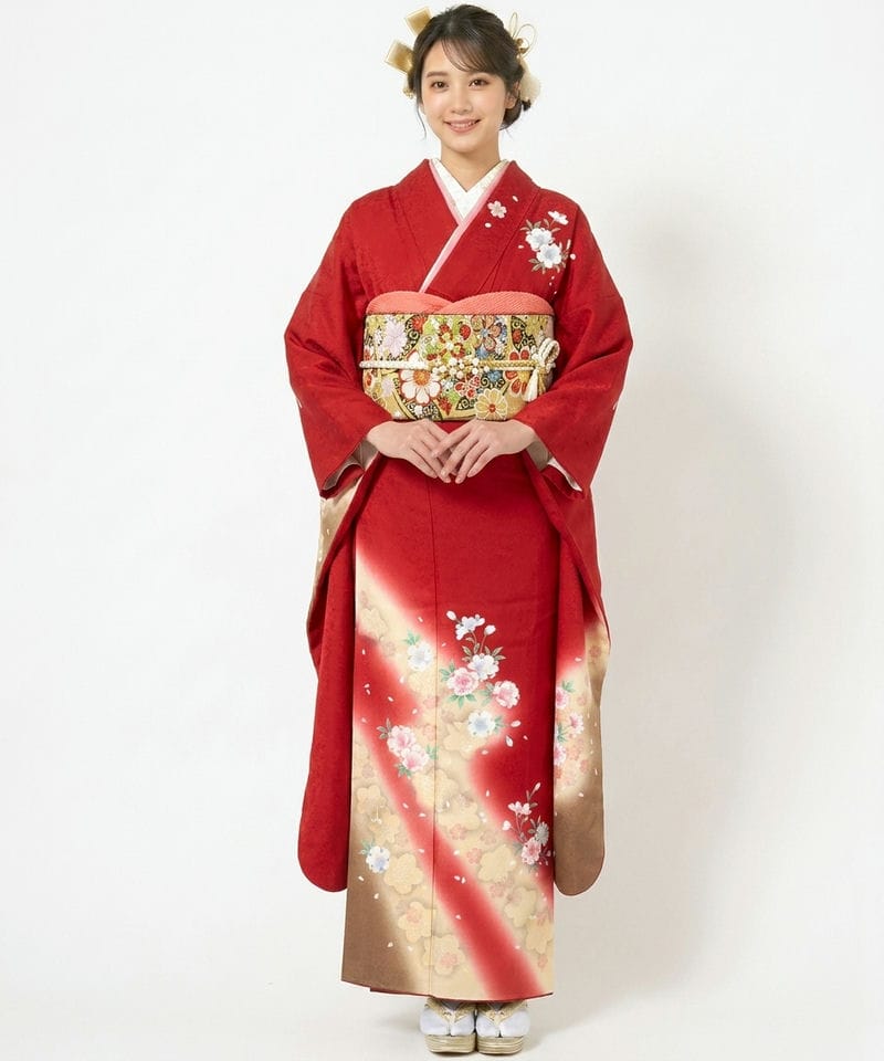 訪問着のみ　辻ヶ花　紅色　流線　幻想的　着物　L3 Select Shop 【振袖】深紅気品辻が花 レッド系 | 結婚式パーティーの