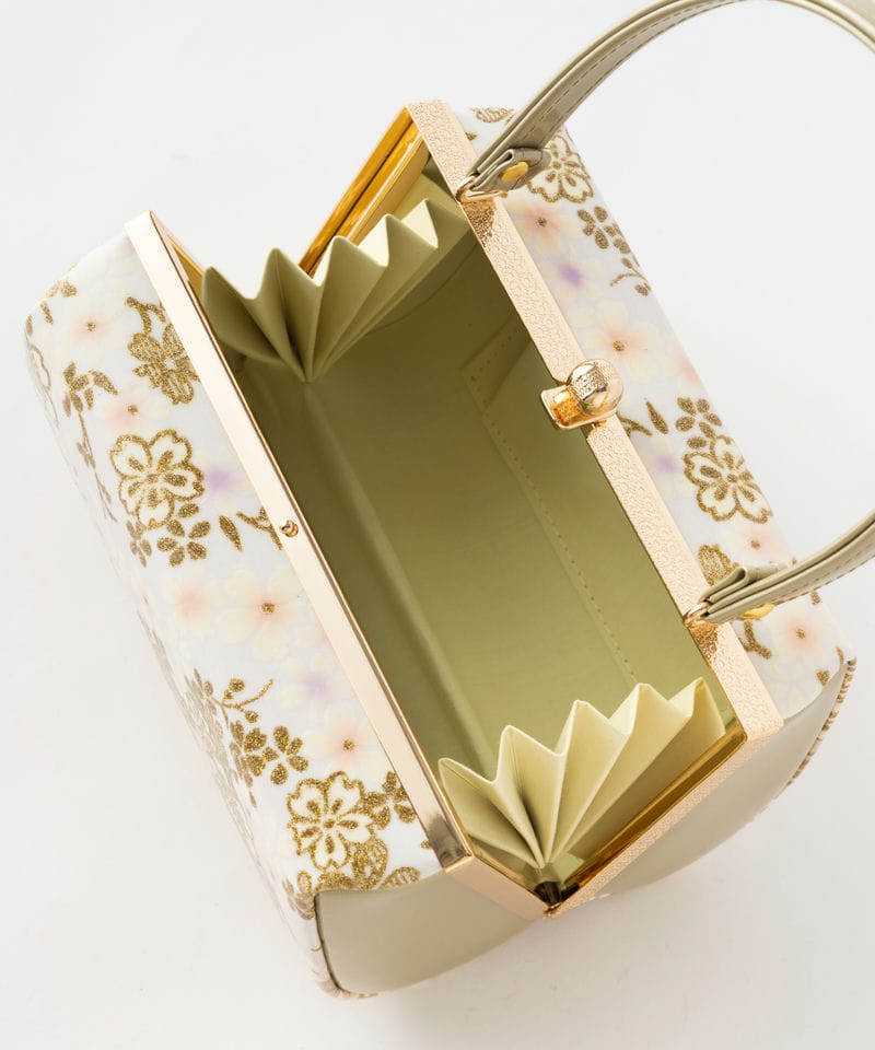 Select Shop 【バッグ・草履セット】桜華紋 ホワイト系 x ゴールド系