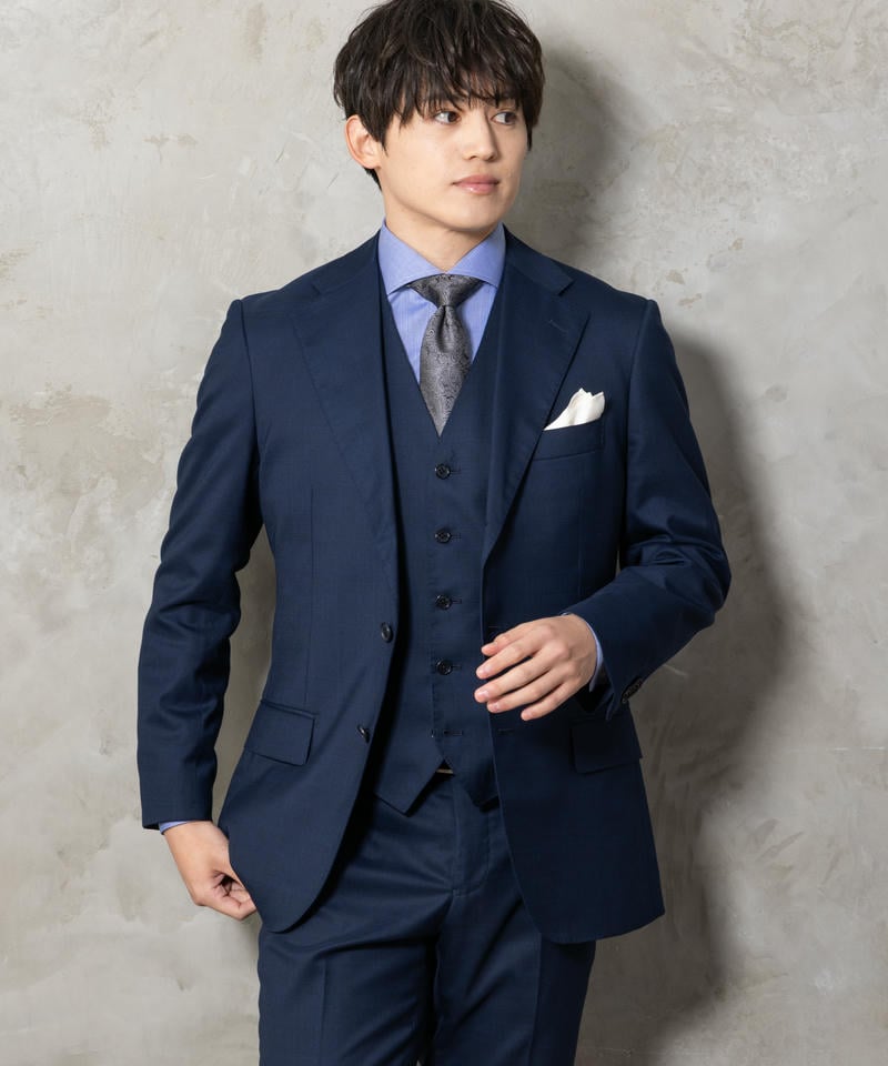 SUIT SQUARE シャドーオーバーチェック・スリーピーススーツ ブルー系