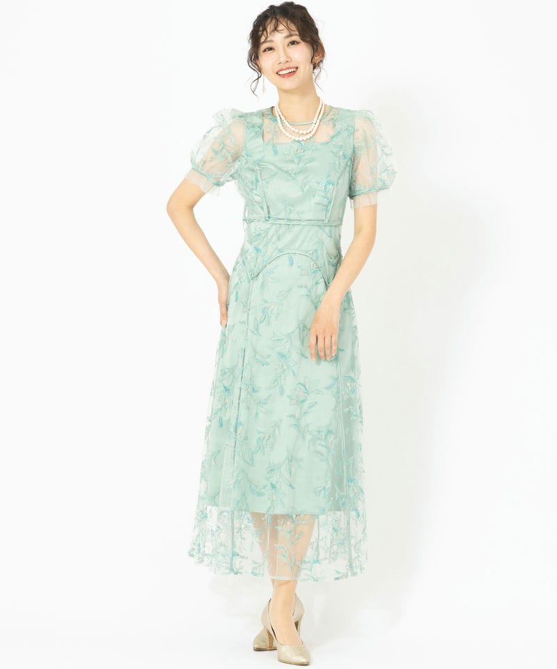 LilyBrown リリーブラウン パネルラインエンブロイダリ―ドレス