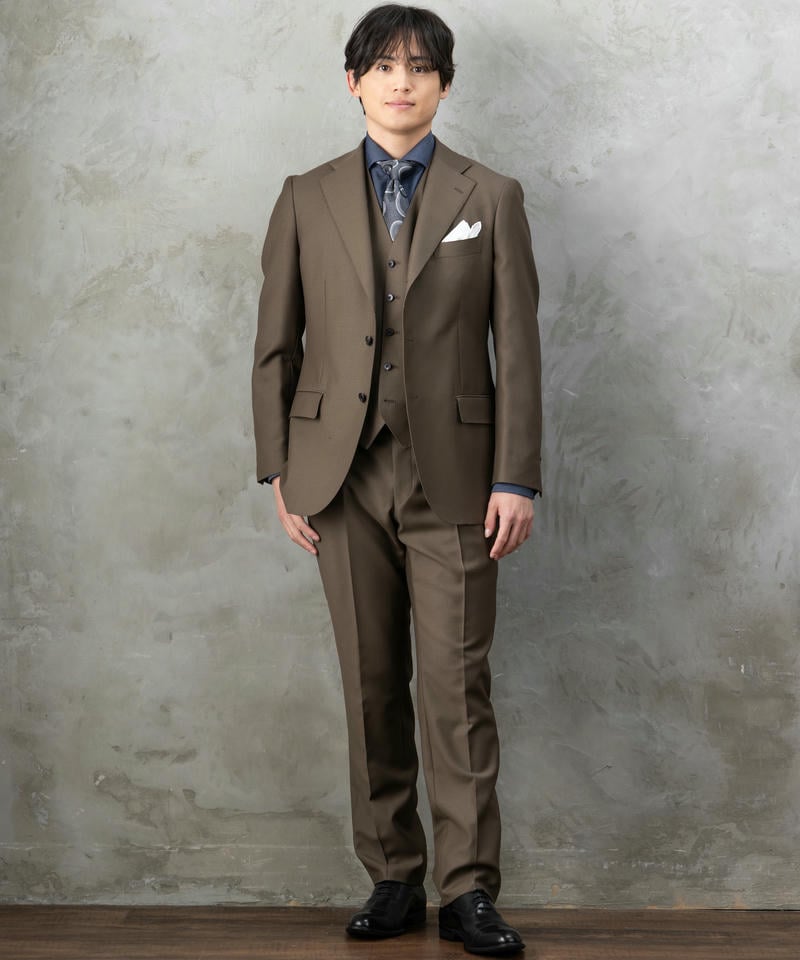 SUIT SQUARE スーツスクエア 尾州・段返り3つボタンスリーピーススーツ