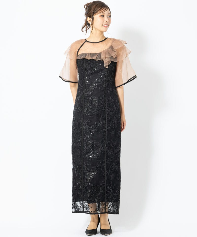 Leja レジャ ラッフルシアーパイピングIラインドレス ブラック系