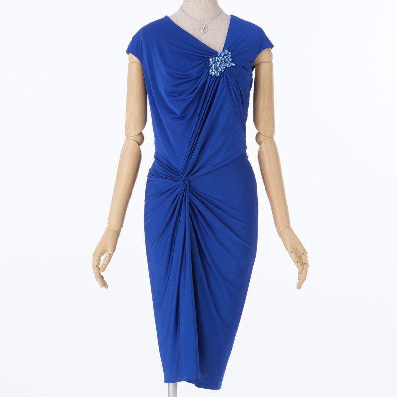 Tadashi Syoji タダシショージ ビジュー付ドレープドレス ブルー系