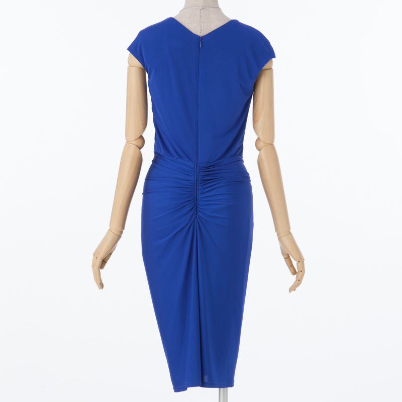 Tadashi Syoji タダシショージ ビジュー付ドレープドレス ブルー系