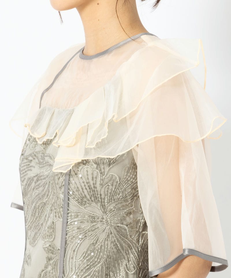 Leja レジャ ラッフルシアーパイピングIラインドレス グリーン系