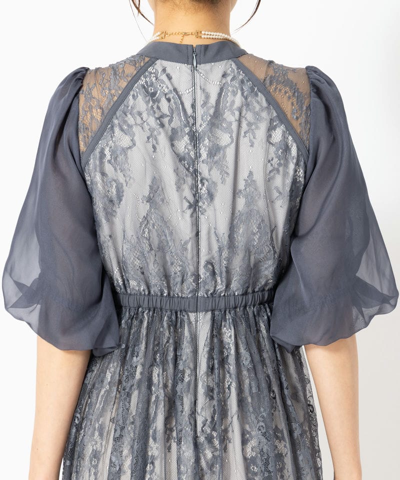 Select Shop 総レースハイネックバルーンスリーブドレス その他 x