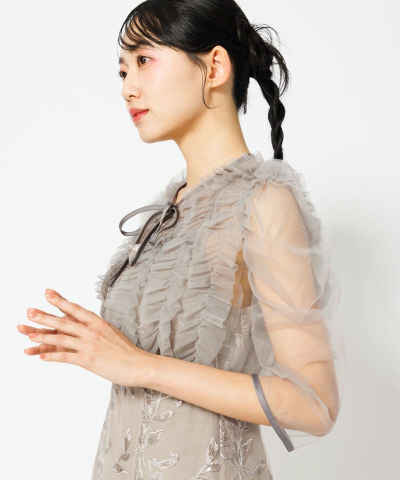 Leja レジャ チュールフリルボレロフラワースパンコールIラインドレス